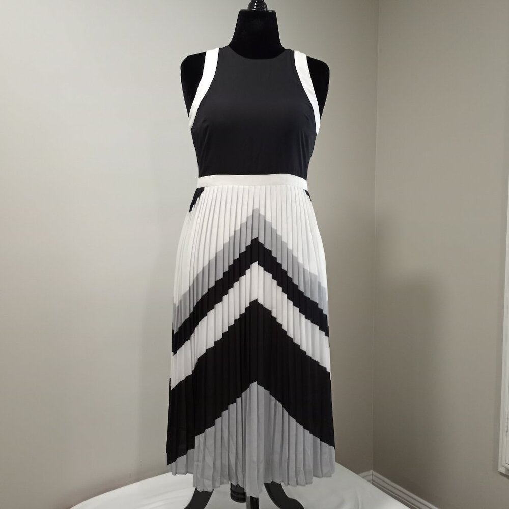 BANANA REPUBLIC BLACK | WHITE | GREY HALTER COCKTAIL MAXI DRESS WOMEN SIZE 6
